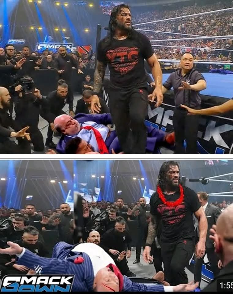 Oh OMG The YTC Roman reigns is Here to WWE Smackdown Live Event today out of Control Big Attack on Paul Heyman