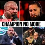 TRIPLE H JUST ANNOUNCED THAT SETH ROLLINS HAS BEEN STRIPPED OF HIS TITLE