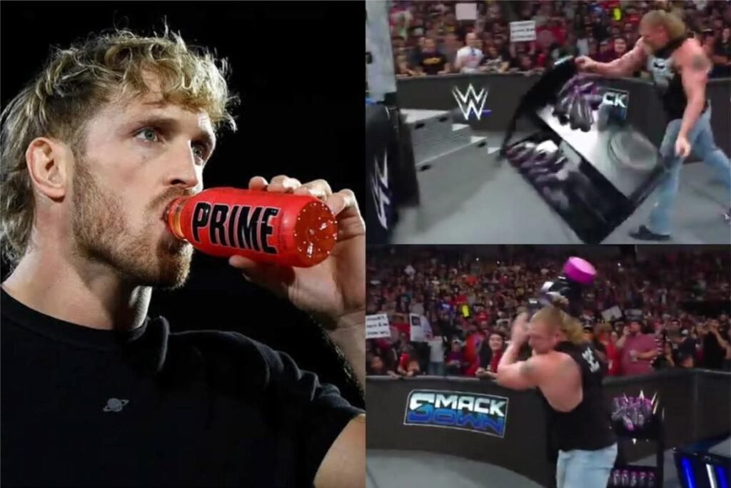 Logan Paul is not happy with Brock Lesnar throwing Prime bottles on WWE SmackDown.