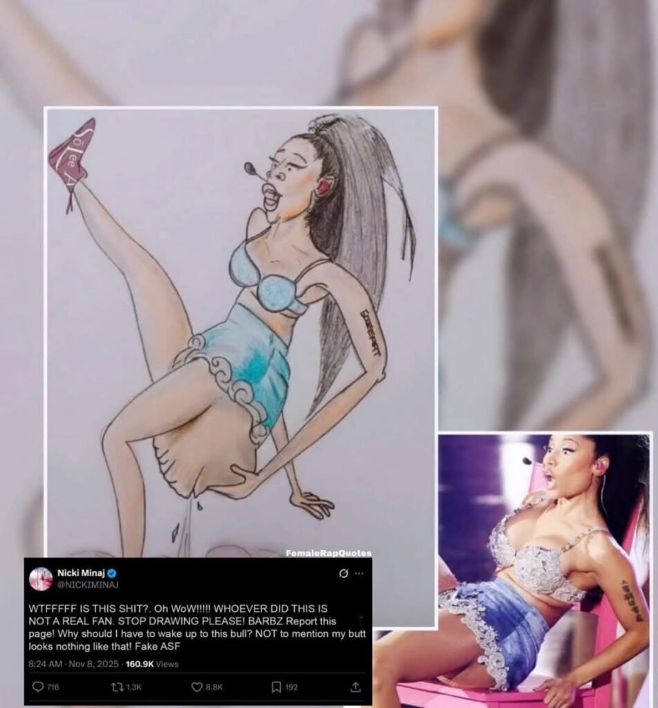 Nicki Minaj responds to another drawing of herself on stage and she is not playing around this time